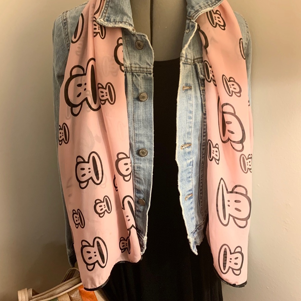 Vintage Paul Frank silk scarf pink/ black Julius